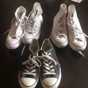 3 pairs of Converse shoes, used condition, size 8
